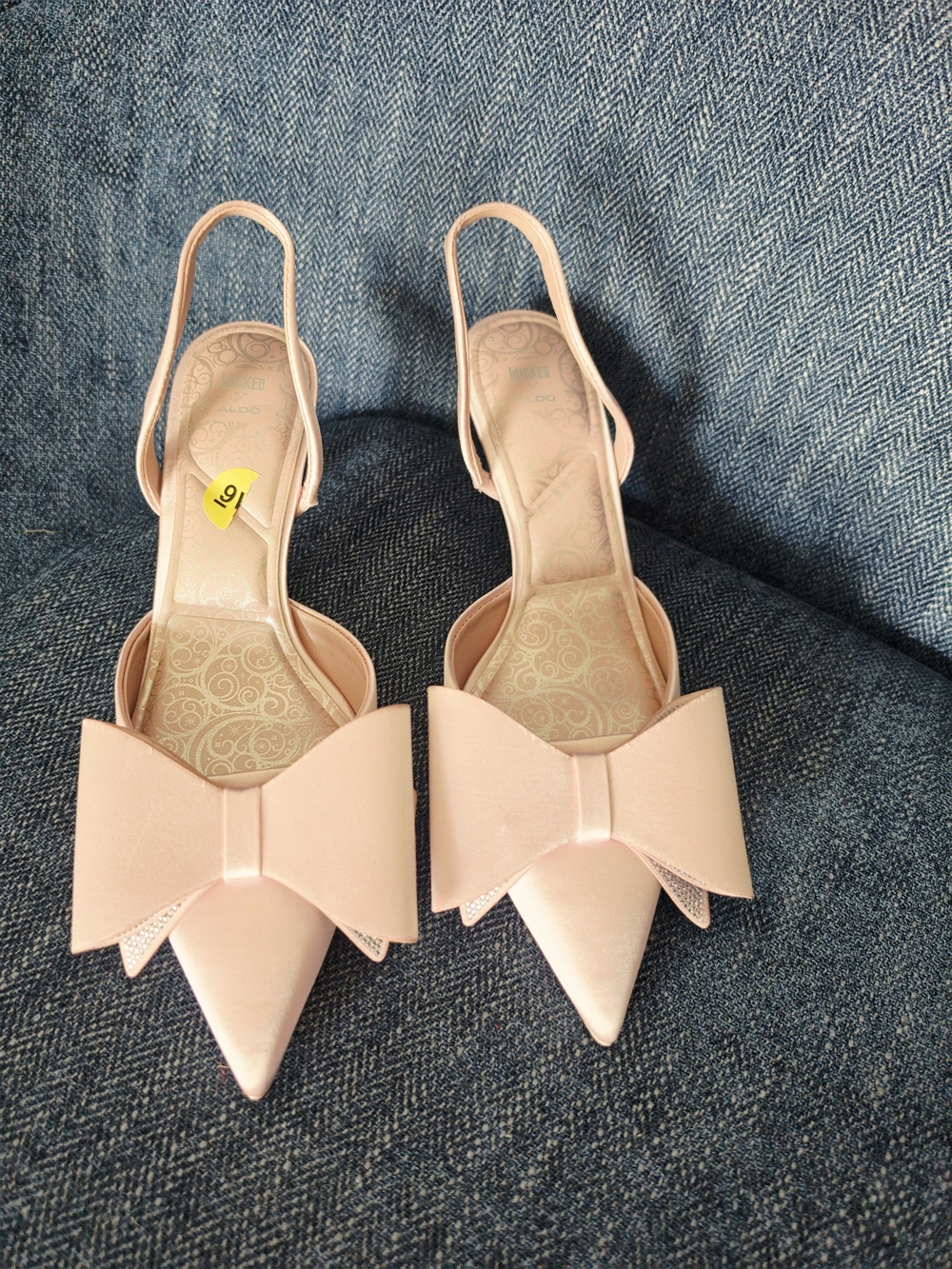 Aldo Blush Pink Pointed Slingback Heels with Bow